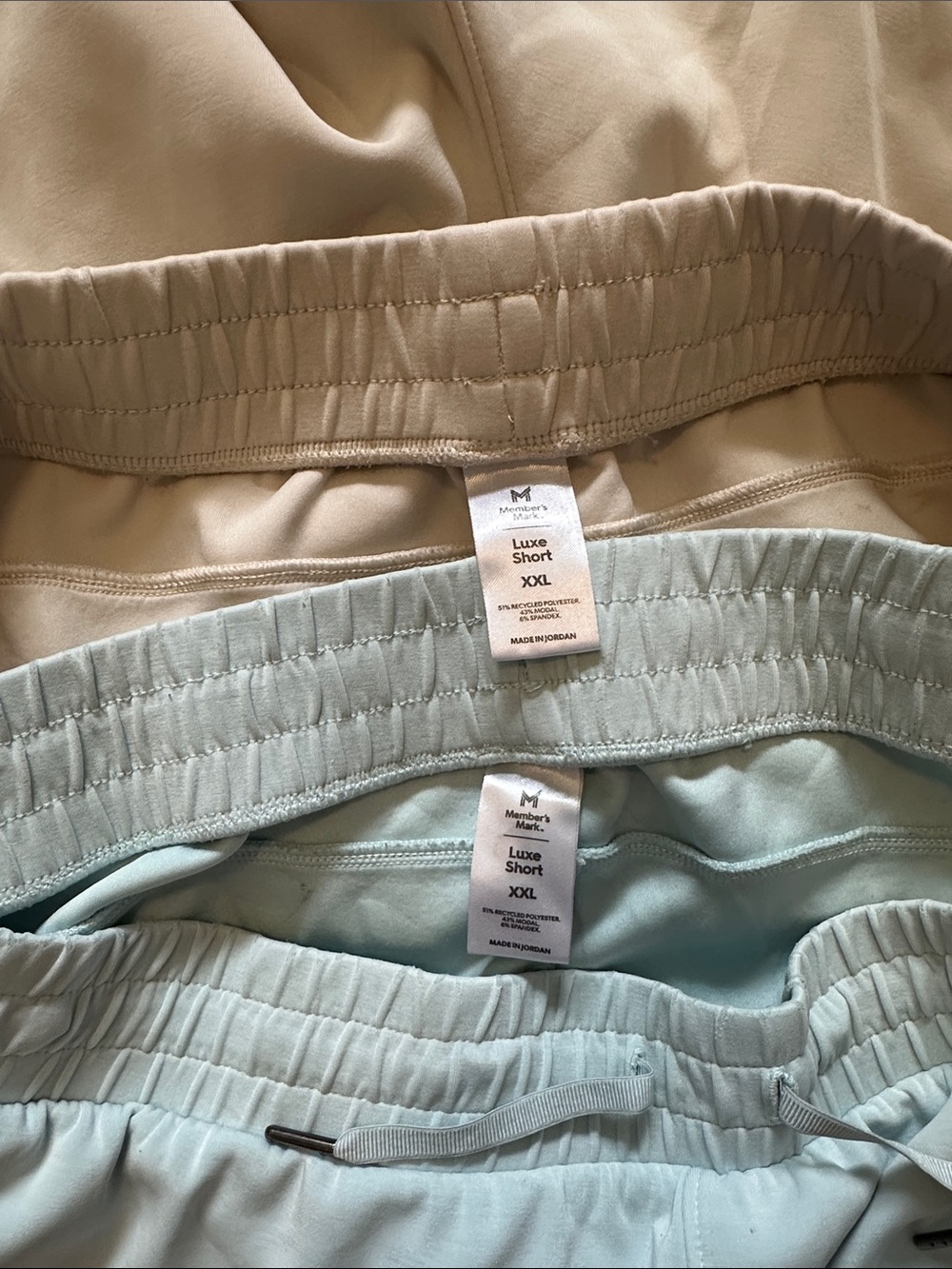 Women's Plus Casual Elastic Waist Shorts- 2 pair— Light Blue and Cream - Picture 6 of 6
